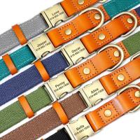 perro personalizado, conjunto correa, Collar cuero nailon perros, collares personalizados con etiqueta identificación mascotas, - details 9