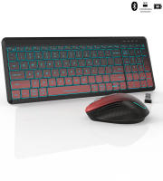 Combinación de teclado y ratón recargable de retroiluminación RGB ergonómica Bluetooth de doble modo silencioso juego de teclado y ratón inalámbrico, adecuado para escritorios / computadoras portátiles - details 14