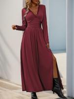 Elegante Vestido de Manga Larga para Mujer Color Sólido, Cuerpo a Justa, Corset, Línea A, Algodón, Chic - details 13