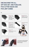 Kemei-cortadora de pelo para hombre, para el cuerpo Kit de aseo, bigote, nariz, oreja, vello Facial, inalámbrico, impermeable, 5 en 1, 675 - details 9