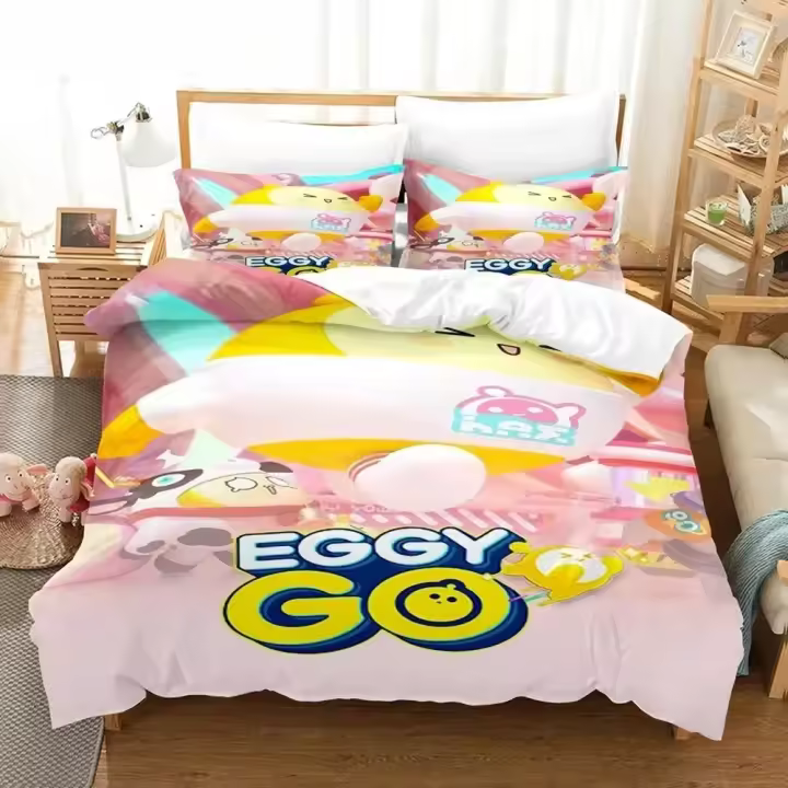 Juego de Ropa de Cama Eggy Fundas de Almohada de Poliéster con Estampado 3D para Cama de Niños - 1