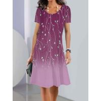 Vestido de manga corta con cuello redondo para mujer, estampado informal, moda de verano - details 1