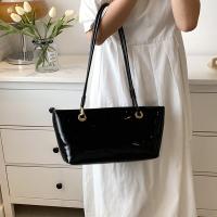 Bandolera de cuero de charol elegante, bolso de gran capacidad de estilo coreano dulce para las axilas, bolso de mano liso de Color sólido para ir al trabajo al aire libre - details 34