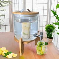 Dispensador de Bebidas de Cristal con Grifo, Piedras Terapéuticas, Tapa y Soporte de Madera de Bambú - Incluye Filtro para Mezclar en Interior - 5 Litros - details 2