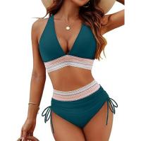 Conjunto de Bikini de Cintura Alta para Mujer Traje de Baño de Dos Piezas con Control de Barriga - details 12