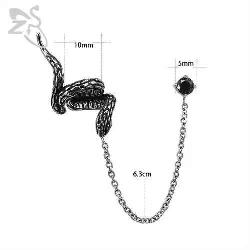 Pendientes de borla de cadena Punk de doble cruz ZS, Piercing de oreja de roca gótica, joyería de motocicleta para hombre, pendientes de circonita CZ - 1