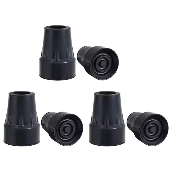 Puntas de goma antideslizantes para muletas, tapas de repuesto para pies de caña, 6 piezas, 7/8 pulgadas - 1