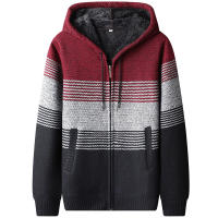 Chaqueta de Punto con Capucha Casual de Colores Bloqueados para Hombres CHAIFENKO - details 1