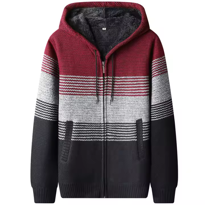 Chaqueta de Punto con Capucha Casual de Colores Bloqueados para Hombres CHAIFENKO - 1