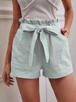Pantalones Cortos de Verano para Mujer Algodón Transpirable, Cintura Elástica con Bolsillo, Color Sólido, Estilo Casual - details 36