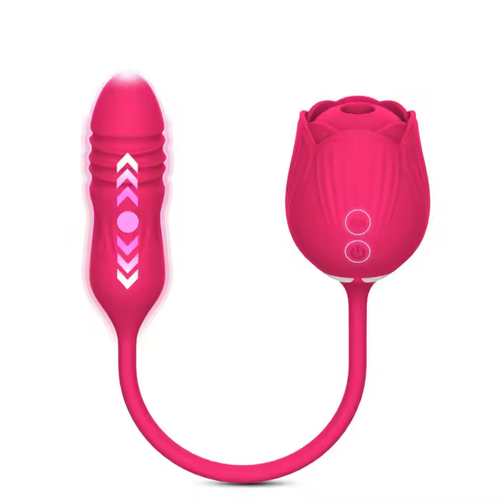 Vibrador consolador juguetes sexuales para mujeres juguete sexual rosa 3 en 1 con vibradores de punto G de empuje y 10 modos de succión para estimulación del pezón del clítoris consoladores anales de doble punta juguetes sexuales para adultos juegos para - 1