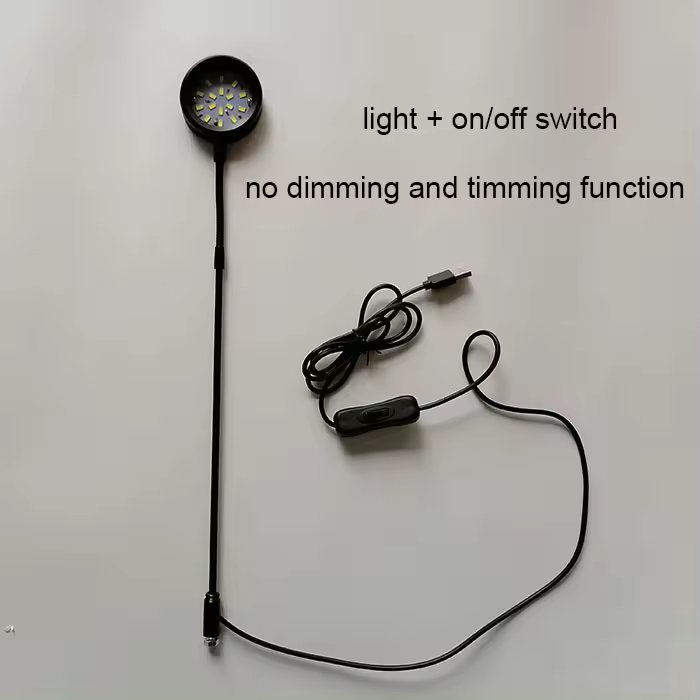 Luz LED regulable para acuario, lámpara de cultivo de plantas Con base, color negro, 5W, con temporizador y enchufe USB, 3000K, blanco cálido, 6000K - 1