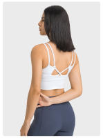 SHINBENE-sujetadores de gimnasio para mujer, ropa deportiva sin aros con tirantes, larga, talla grande, sensación desnuda - details 8