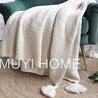 Alfombra de punto suave para cama, manta acogedora tejida a mano con borla, perfecta para cama, sofá - details 4