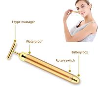 Masajeador Facial de Pulso Dorado 24k Herramienta de Masaje Facial Eléctrico en Forma de T para Piel Sensible Reafirmante y Levantador para Todos los Tipos de Piel - details 1