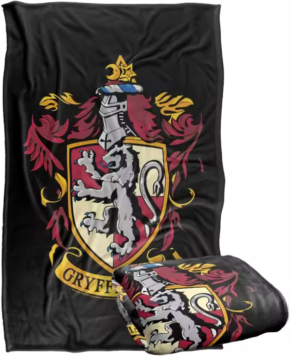 Manta de Gryffindor Crest de Harry Potter, tacto sedoso negro, súper suave - 1
