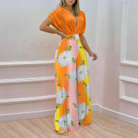 Conjunto informal de moda para mujer, pantalones de pierna ancha estampados con cuello en V, temperamento, nuevo estilo, otoño 2025 - details 3