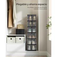 Juego de Organizadores de Zapatos 12 Cajas Apilables, 2 Zapateros Plegables y Portátiles, Hasta Talla 46, Montaje en 60s, Transparente y Blanco - details 31