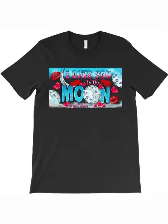 Camiseta I Love You To The Moon And Back, regalo para papá, manga corta con cuello redondo suave y cómoda - 1