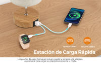 Lámpara de Mesita de Noche Táctil Regulable, Lámpara de Mesa con Puertos de Carga USB A + C, Pantalla de Tela de Lino - details 2