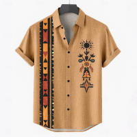 Camisa Vintage para hombre, camisetas de manga corta con estampado étnico, camisas de solapa, ropa de calle informal de moda de verano, ropa de gran tamaño para hombre - details 2