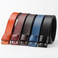 Cinturón de piel de vaca auténtica para hombre, sin hebilla, hebilla lisa, 5 colores, accesorios para el cuerpo - details 0