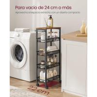 Carro de 4 Niveles, Carro Estrecho de Cocina con Ruedas, con Asa, para Espacio Reducido, 22 x 45,4 x 77 cm, para Cocina, Baño, Salón, Estudio, Marrón Rústico y Negro - details 17