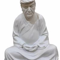 Estatua de Buda Trump de Resina Escultura Creativa Divertida para Jardín Adorno de Casa Meditando - details 8