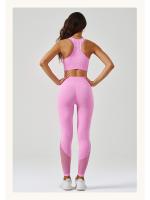 Traje de Yoga sin costuras para mujer, chaleco deportivo a prueba de golpes, mallas de cintura alta, pantalones de Yoga para correr - details 17