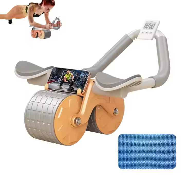 Rodillo Abdominal con Rebote Automático. Rueda para ABS con Soporte para Codos. Entrenamiento en Casa con Rodillera y Cronómetro Incluidos. Deporte para Principiantes en el Hogar. - 1