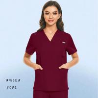 Uniforme para enfermería de Hospital, Tops para cirugía, camisas de manga corta para mujer, ropa de trabajo para clínica Dental, blusa de enfermera, ropa de médico negra - details 5