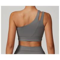 Sujetador deportivo de hombro con diseño hueco asimétrico, sujetador de Yoga, Top deportivo de alto soporte, ropa deportiva para mujer - details 6