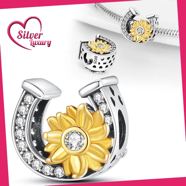 Abalorio de girasol de Plata de Ley 925, Pulsera Original para fabricación de joyas, 925 - 1