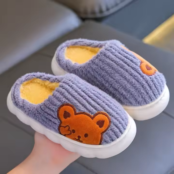 Zapatillas de Algodón para Niños en Invernal Zapatos de Casa Cálidos Antideslizantes para Niños y Niñas Zapatos de Peluche de Dibujos Animados Lindos - 1