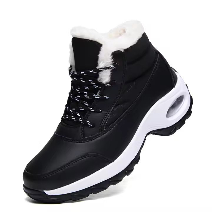 Zapatos de algodón impermeables para mujer, botines de nieve para senderismo, plataforma para mantener el calor con piel gruesa, Invierno - 1