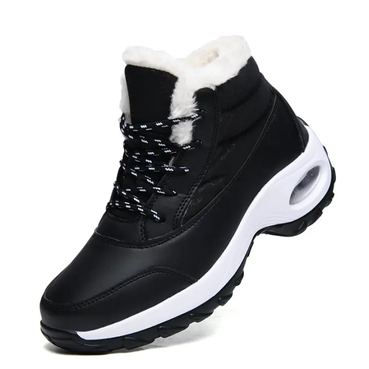 Zapatos de algodón impermeables para mujer, botines de nieve para senderismo, plataforma para mantener el calor con piel gruesa, Invierno - 1