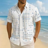 Camisa informal para hombre, moda de playa, rayas, manga corta, camisa transpirable de un solo pecho, ropa de calle de verano de gran tamaño, camisas para hombre - details 1