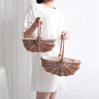 Cesta tejida a mano para niña de las flores con asa, cesta de almacenamiento de sauce, cesta de Picnic de mimbre vacía, cestas para niña de las flores de boda - details 1
