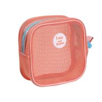 Bolsa con cierre de maquillaje de malla cuadrada bonita, bolsa de aseo transparente, bolsa de cosméticos visible para auriculares, bolsa de almacenamiento de artículos de tocador para niñas - details 2