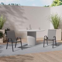 Sillas de Terraza de Metal Reforzado Diseño Elegante en Gris Antracita 4 Piezas - details 1