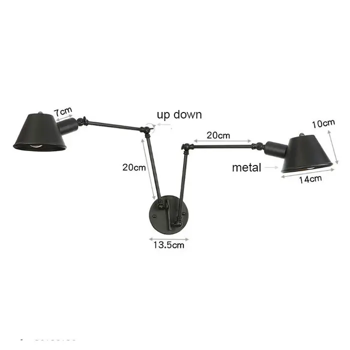 Lámpara de pared de doble brazo oscilante para interiores, candelabro moderno para dormitorio, luz de lectura, decoración de iluminación E27, novedad - 1