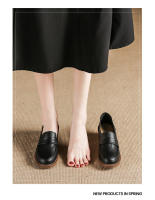 Zapatos de cuero con tacón grueso simple, suela suave, de 4 cm de altura, zapatos pequeños de cuero. - details 21