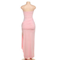 BUNO-Vestido Bandage cruzado de gato extraño para mujer, envoltura en el pecho fruncido, Espalda descubierta, sin mangas, borla Y2K, tendencia urbana, aberturas elegantes, ceñido largo - details 15