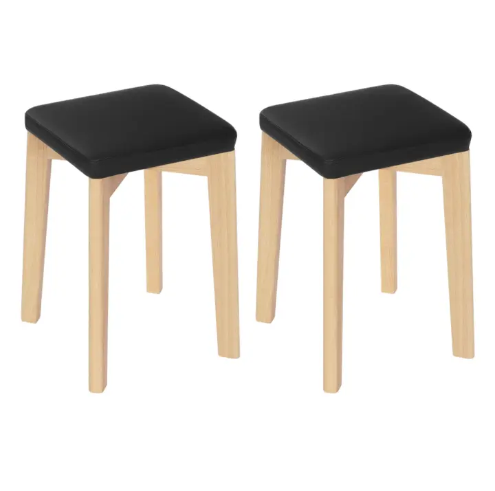 Silla de Comedor de Madera Sólida Estilo Cojín de Comedor Cubierta de PU Almohadilla Empilable - 1