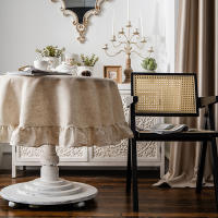 Mantel Redondo de Algodón con Borlas Cubierta de Mesa a Prueba de Polvo para Cocina y Comedor - details 6