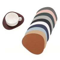 Juego de posavasos personales y sintéticos, mantel redondo de cuero para mesa de comedor, mantel de café aislado lavable resistente al calor - details 0