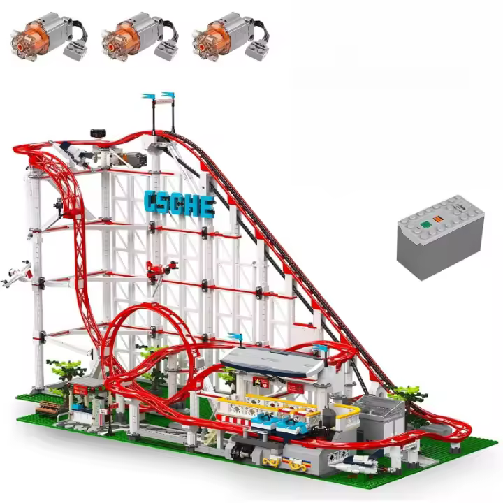 Juego de construcción de montaña rusa, kit de modelo de montaña rusa para parque de atracciones grande con motores, regalo creativo para adultos, kit STEM de ingeniería para niños, niñas y niños (3646 piezas) - 1