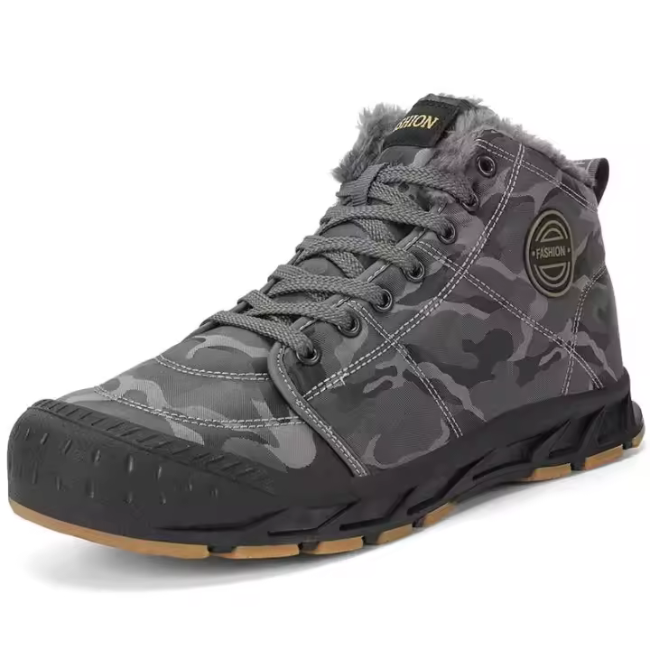 2024 botas de nieve de los hombres de la felpa del top del cuero de la PU de los zapatos de la moda del tobillo del estilo británico - 1