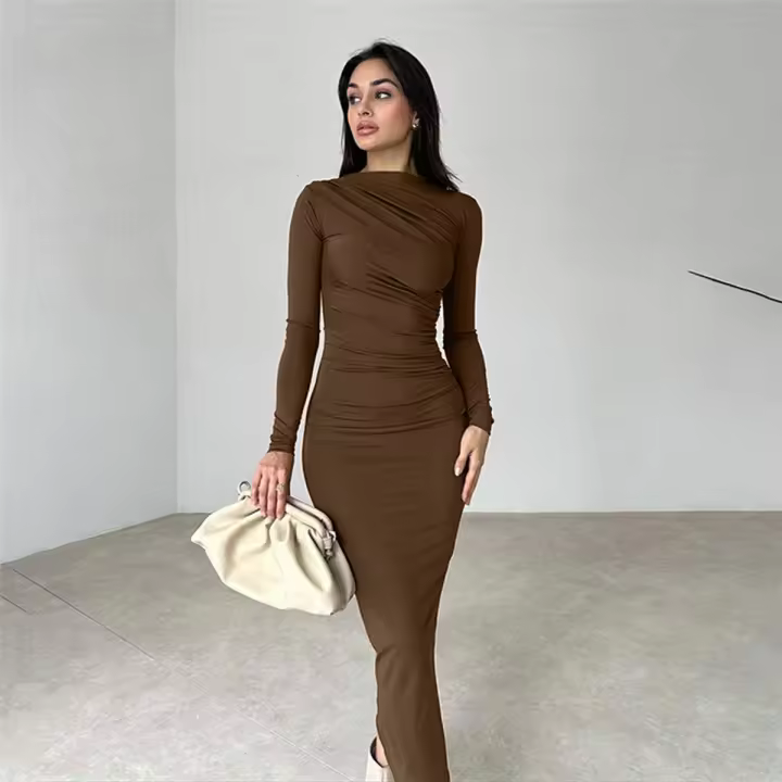 -vestido largo usado de color liso, nuevo, para mujer. - 1