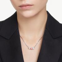 Swarosk Colgante circular de cristal de plata de ley 925, rosa claro, tres circonitas, cuadrado redondo, colgante en forma de lágrima, collar, regalo de joyería para mujer - details 3